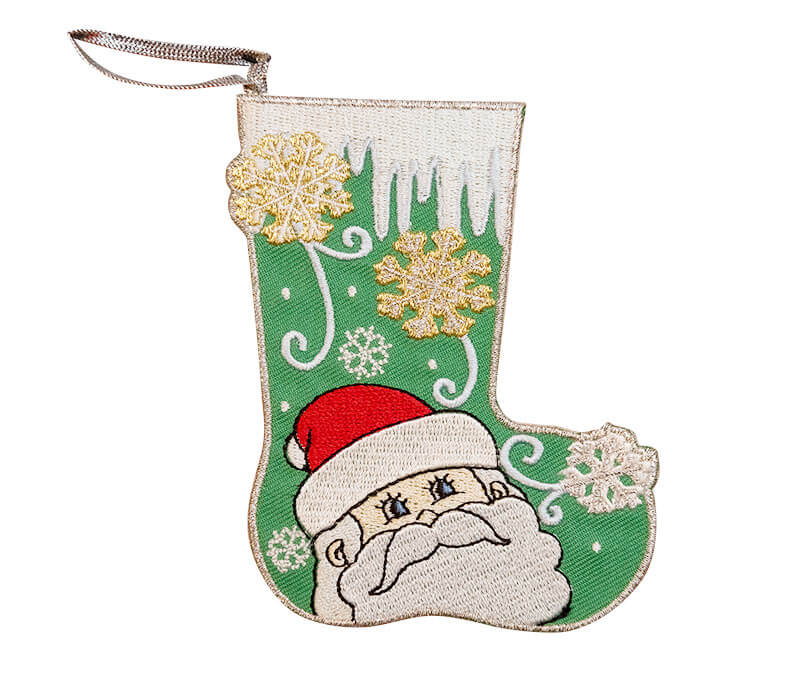 Embroidered Christmas Ornament with Santa Claus